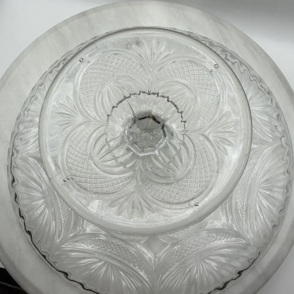 EAPG Bryce Higbee New Crescent Clear Glass Cake Stand Vintage in Great Condition